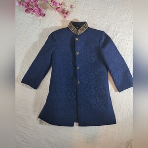 & Other Stories Navy Blue Kids Coat with Gold Accents